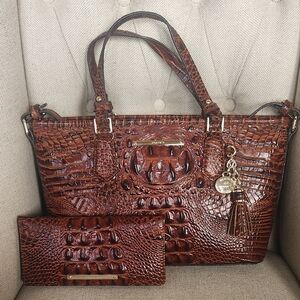 Brahmin Mini Asher Crocodile Embossed Women's Bag and Ady Wallet